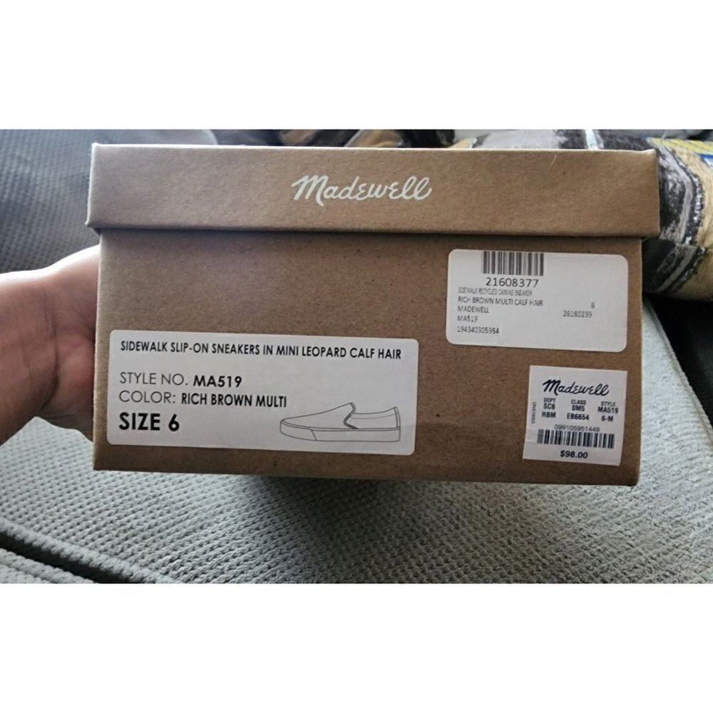 Madewell Slip-on Sneaker in Rich Brown Leopard Print Calf Hair size 6 - Picture 7 of 10